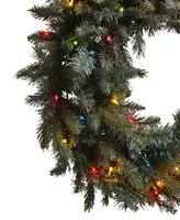 Nearly Natural 30" Pine Wreath w/ Colored Lights