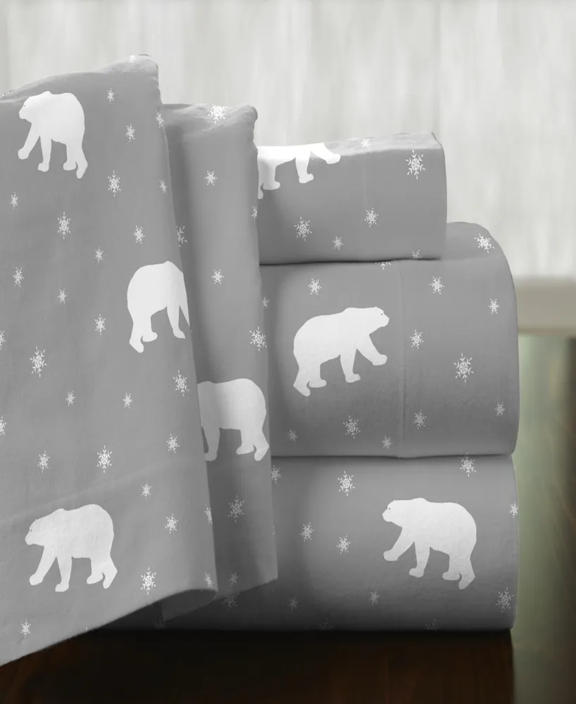 Pointehaven Polar Bear Superior Weight Cotton Flannel Sheet Set, Queen