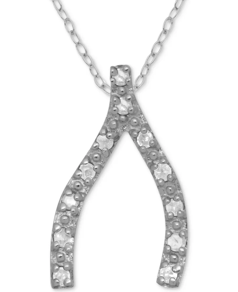 Diamond Wishbone 18" Pendant Necklace (1/10 ct. t.w.) in Sterling Silver