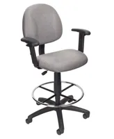 Boss Office Products Drafting Stool W/Footring And Adjustable Arms