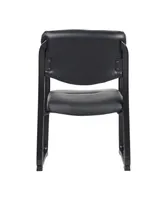 Boss Office Products Leather Sled Base Side Chair W/ Arms