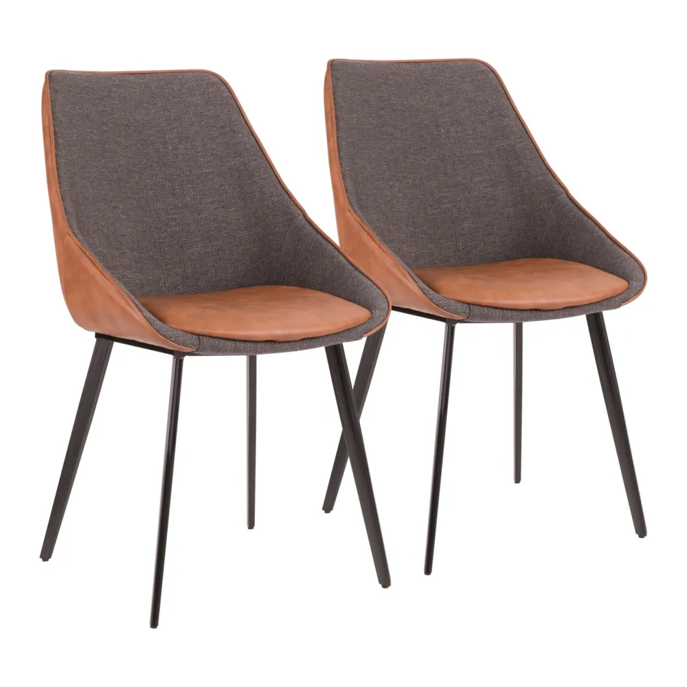 Lumisource Marche TwoTone Chair in Faux Leather and Fabric Set of 2