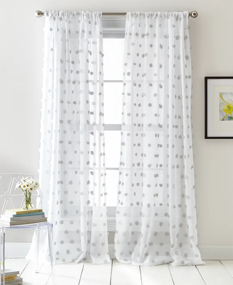 Dkny Ella Pompom Dot 50" x 84" Sheer Curtain Set