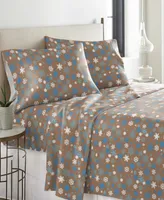 Pointehaven Cocoa Snowflakes Heavy Weight Cotton Flannel Sheet Set