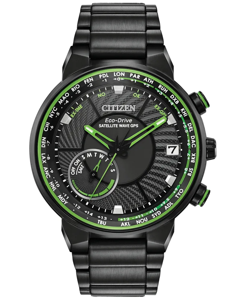 Citizen Eco-Drive Men's Satellite Wave Gps Black-Tone Stainless Steel Bracelet Watch 44mm