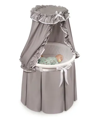 Empress Round Baby Bassinet With Canopy - Gray And White