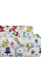 Celeste Home Luxury Weight Holiday Joy Printed Cotton Flannel Sheet Set, Full