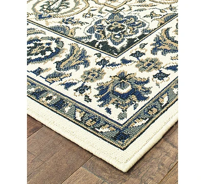 Oriental Weavers Marina 1248W Ivory/Navy 7'10" Indoor/Outdoor Round Area Rug