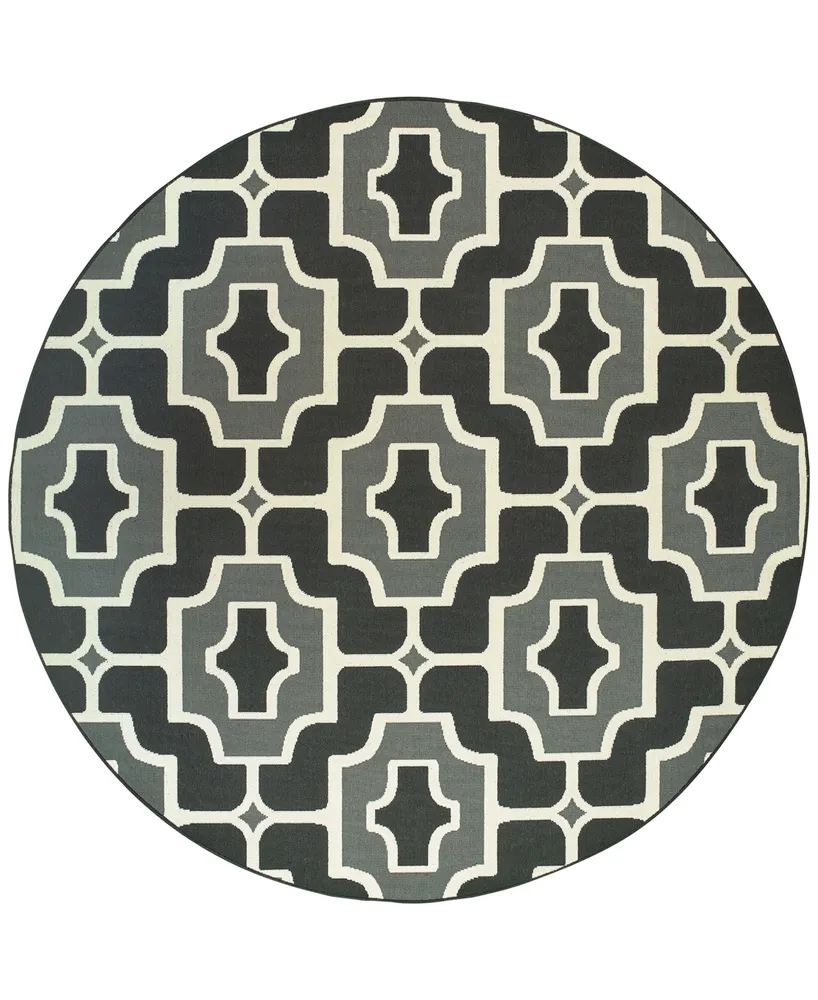 Oriental Weavers Marina 1491Z Black/Gray 7'10" Indoor/Outdoor Round Area Rug