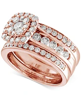 Diamond Three-Piece Ring Set (2 ct. t.w.) 14k White, Yellow and Rose Gold