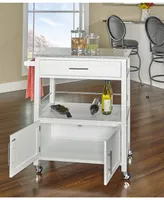 Cameron Kitchen Cart with Granite Top, White