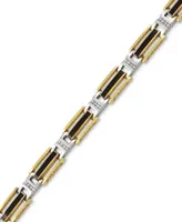 Men's Onyx and Diamond (1/2 ct. t.w.) Bracelet in 10k Yellow & White Gold