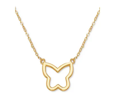 Butterfly Openwork 17" Pendant Necklace in 10k Gold