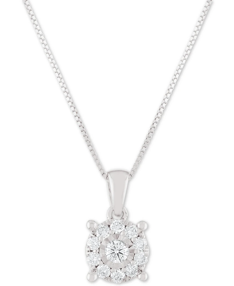 Diamond Halo 18" Pendant Necklace (1/3 ct. t.w.) 14k White, Yellow or Rose Gold