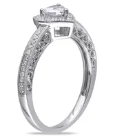 Certified Diamond (1/2 ct. t.w.) Heart-Shape Halo Engagement Ring 14k White Gold