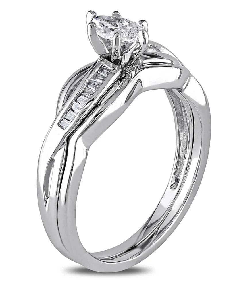 Certified Diamond (1/2 ct. t.w.) Marquise-Shape Bridal Set 14k White Gold