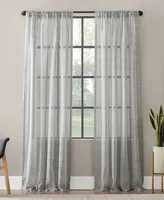 Clean Window Textured Slub Stripe Anti-Dust Curtain Panel, 52" x 63"