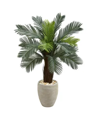 Nearly Natural 4.5' Cycas Artificial Tree in Oval Planter Uv Resistant
