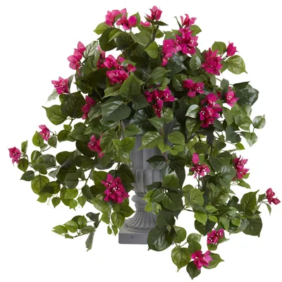 Nearly Natural 27" Bougainvillea Flowering Silk Plant w/ Decorative Urn