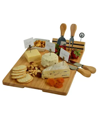 Picnic at Ascot Windsor hardwood Cheese Board Set -Tools, Cheese Markers, Bowl