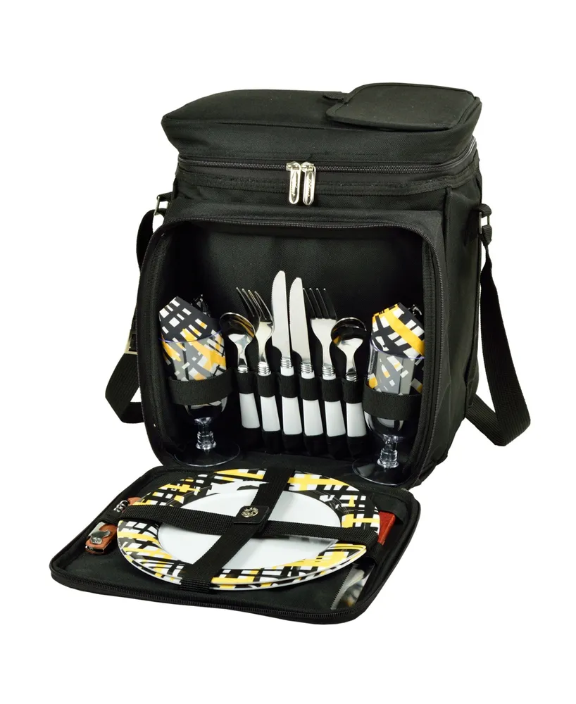 Picnic at Ascot Insulated Picnic Basket, Cooler Equipped with Service for 2