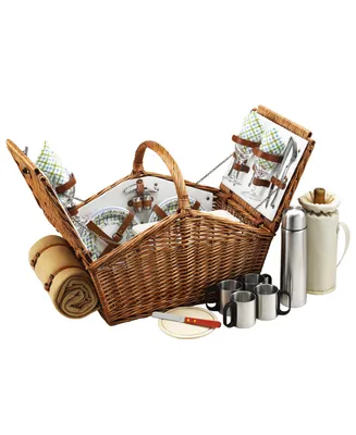 Picnic at Ascot Huntsman English-Style Picnic, Coffee Basket for 4 with Blanket