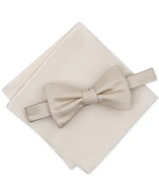 Alfani Men's Solid Texture Pocket Square and Bowtie