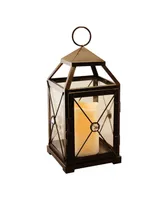 Lumabase Warm Black Gem Metal Lantern with Led Candle