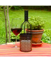 Lumabase Black Wine Bottle Metal Lantern with Led Candle