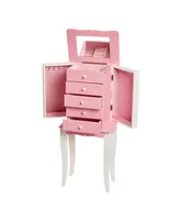 Mele & Co. Louisa Girl's Pink and White Wooden Jewelry Armoire