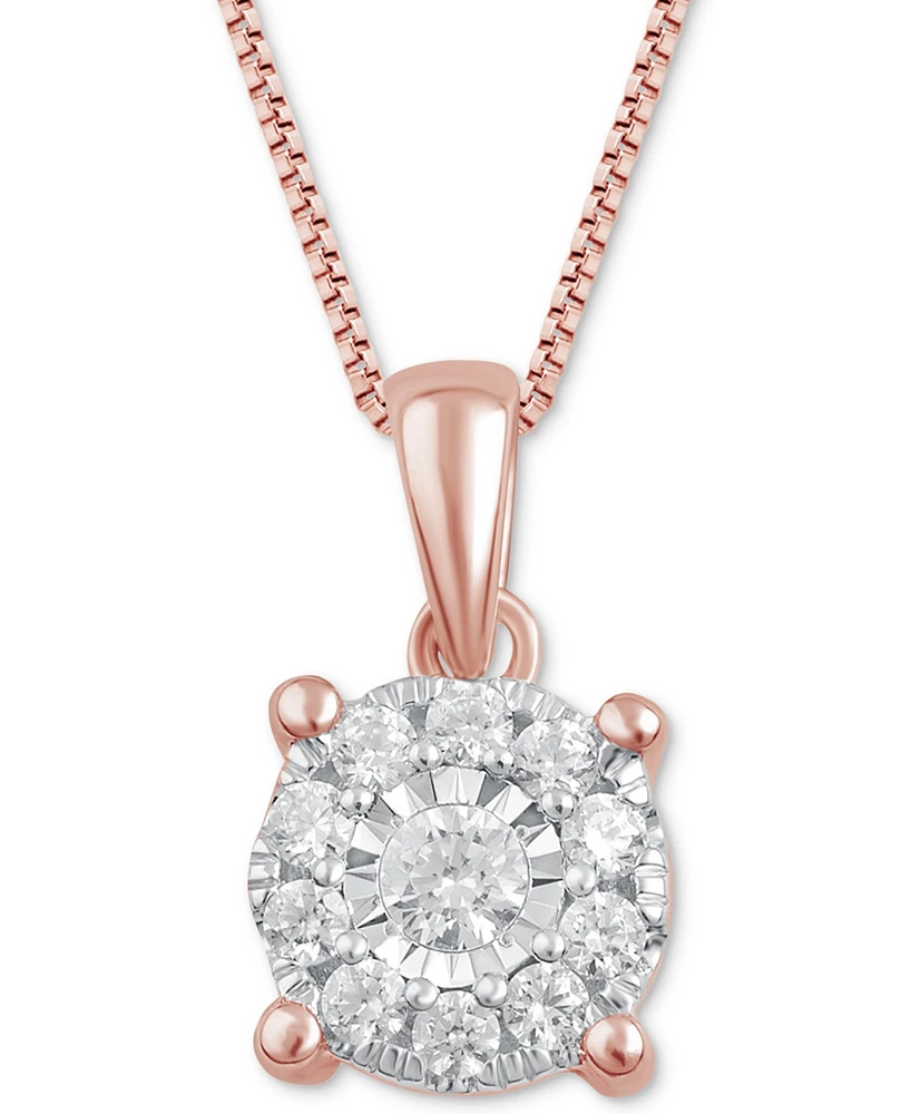 Diamond Halo 18" Pendant Necklace (1/3 ct. t.w.) 14k White, Yellow or Rose Gold