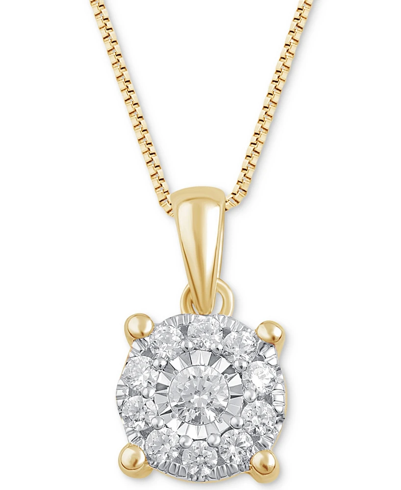 Diamond Halo 18" Pendant Necklace (1/3 ct. t.w.) 14k White, Yellow or Rose Gold