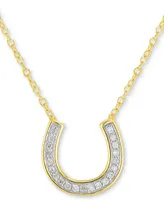 Diamond Horseshoe 18" Pendant Necklace (1/10 ct. t.w.) in Sterling Silver