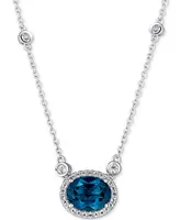 Blue Topaz (2 ct. t.w.) & White Topaz (1-1/5 ct. t.w.) 18" Pendant Necklace in Sterling Silver