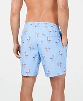 Club Room Men's Quick-Dry Performance Flamingo-Print 7" Swim Trunks, Created for Macy's