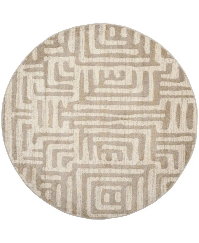 Safavieh Amsterdam AMS106 Ivory and Mauve 6'7" x 6'7" Sisal Weave Round Outdoor Area Rug