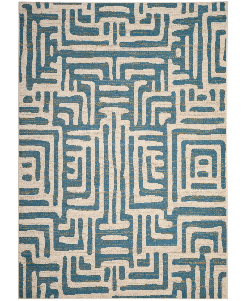 Safavieh Amsterdam AMS106 Ivory and Light Blue 4' x 6' Outdoor Area Rug