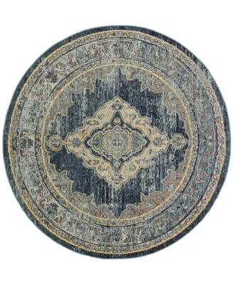 Safavieh Crystal CRS500 Blue and Yellow 7' x 7' Round Area Rug