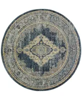 Safavieh Crystal CRS500 Blue and Yellow 7' x 7' Round Area Rug