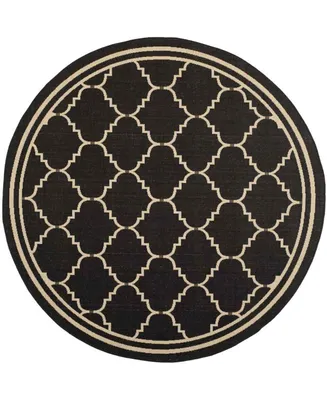 Safavieh Courtyard CY6889 Black and Creme 6'7" x 6'7" Sisal Weave Round Outdoor Area Rug
