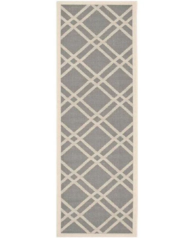 Safavieh Courtyard CY6923 Anthracite and Beige 2'3" x 6'7" Sisal Weave Runner Outdoor Area Rug