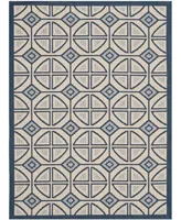 Safavieh Courtyard CY7017 Beige and Navy 4' x 5'7" Sisal Weave Outdoor Area Rug