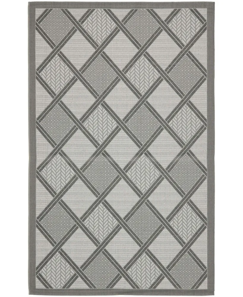 Safavieh Courtyard CY7570 Light Gray and Anthracite 5'3" x 7'7" Sisal Weave Outdoor Area Rug