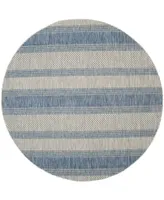 Safavieh Courtyard CY8464 Gray and Navy 6'7" x 6'7" Round Outdoor Area Rug