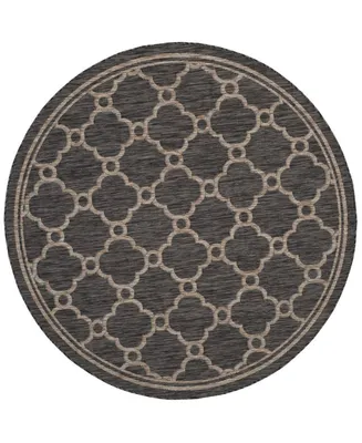 Safavieh Courtyard CY8471 Natural and Black 6'7" x 6'7" Round Outdoor Area Rug