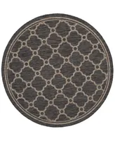 Safavieh Courtyard CY8471 Natural and Black 6'7" x 6'7" Round Outdoor Area Rug