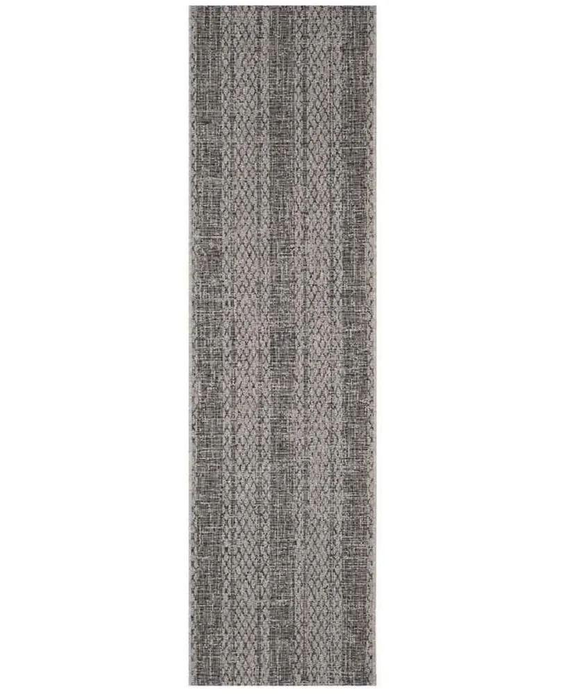 Safavieh Courtyard CY8736 Light Grey and Black 2'3" x 8' Sisal Weave Runner Outdoor Area Rug