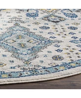 Safavieh Evoke EVK224 Ivory and Light Blue 6'7" x 6'7" Round Area Rug