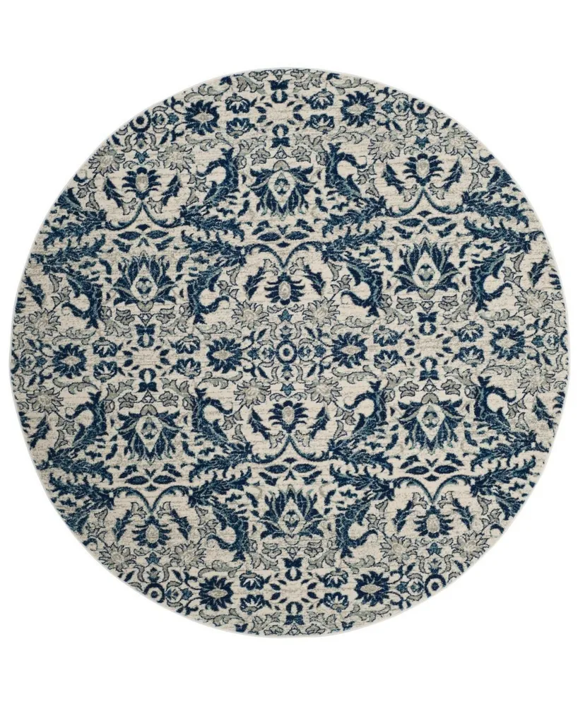 Safavieh Evoke EVK238 Ivory and Blue 6'7" x 6'7" Round Area Rug