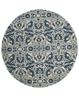 Safavieh Evoke EVK238 Ivory and Blue 6'7" x 6'7" Round Area Rug